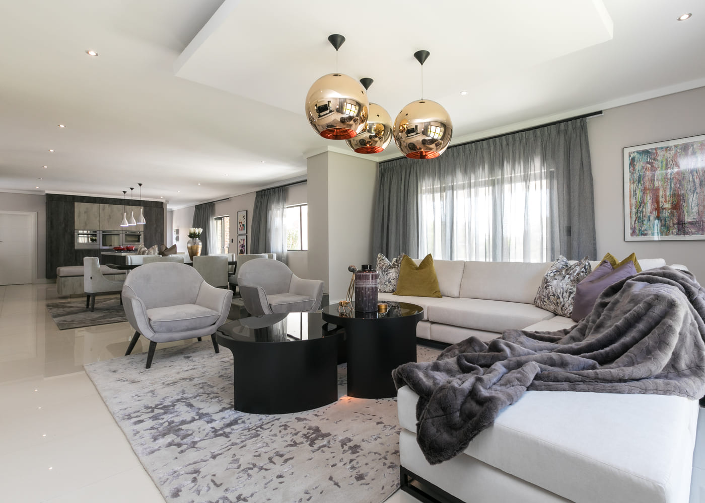 Contemporary lounge in a new build family home