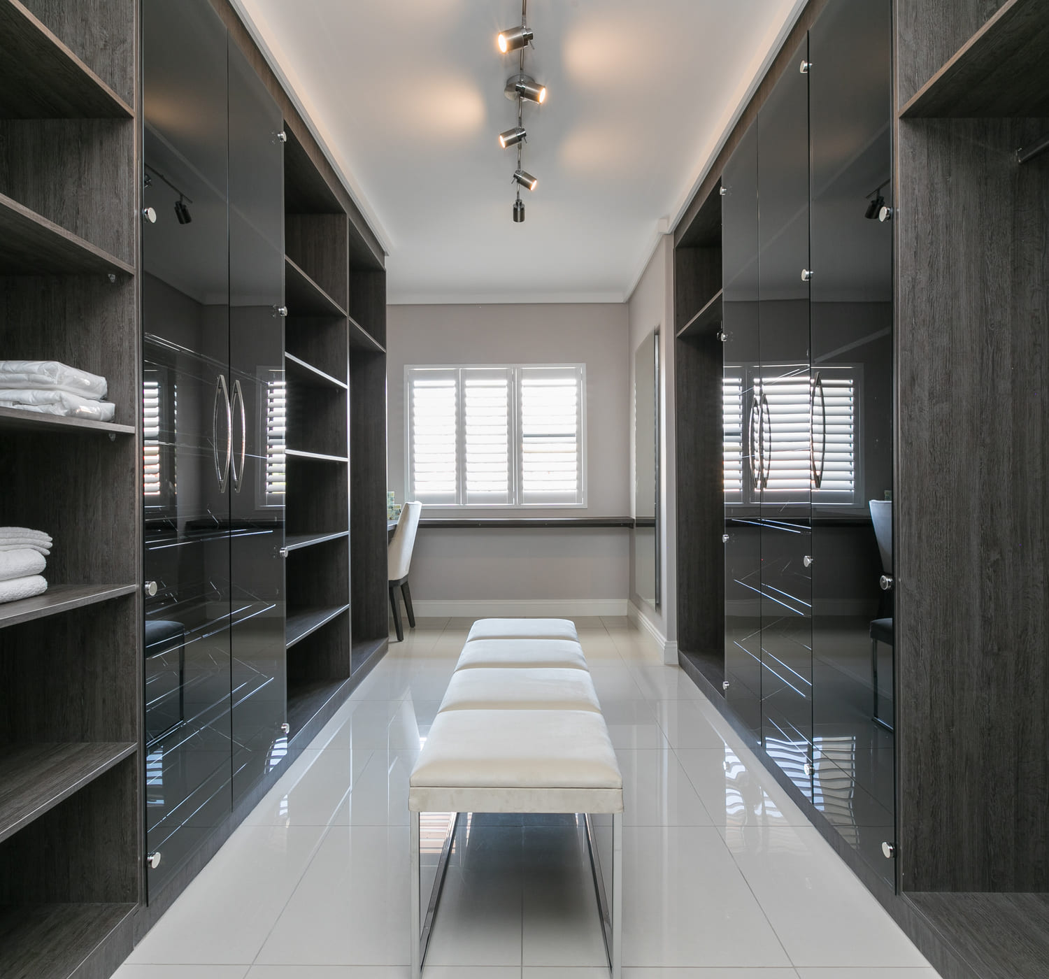 Fitted dressing room joinery, every shelf and fitting specified