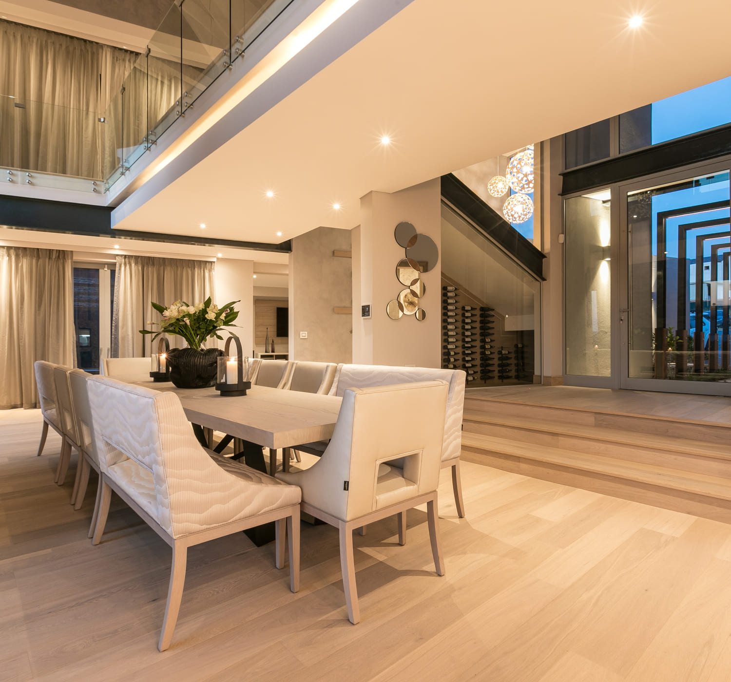 A finished, furnished dining room on handover day